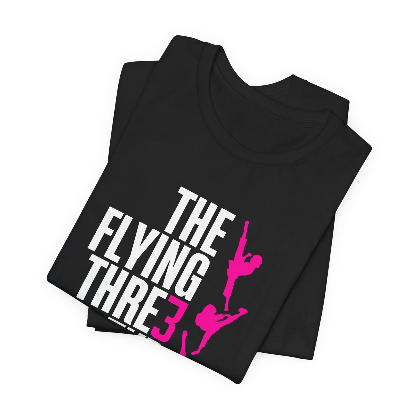 The Flying Three TKD Competition T-Shirt Hot Pink Logo