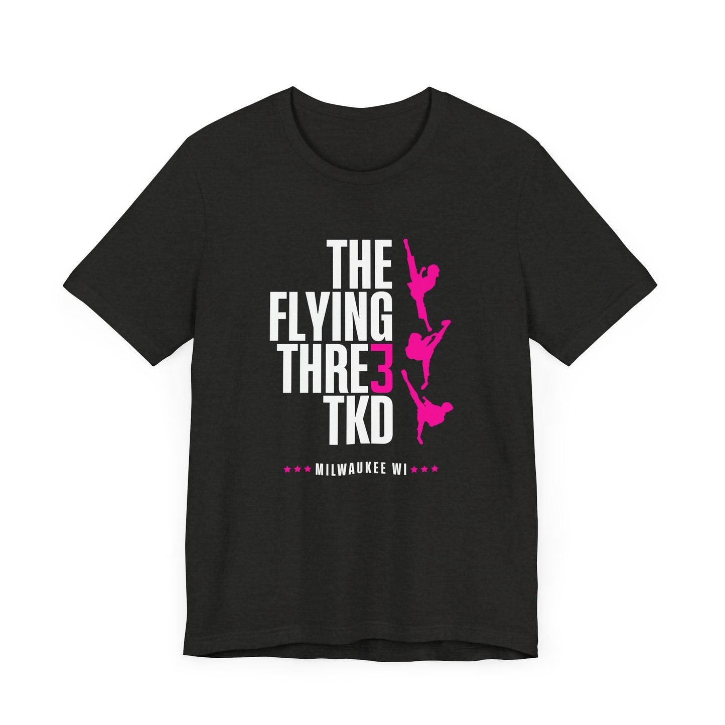 The Flying Three TKD Competition T-Shirt Hot Pink Logo