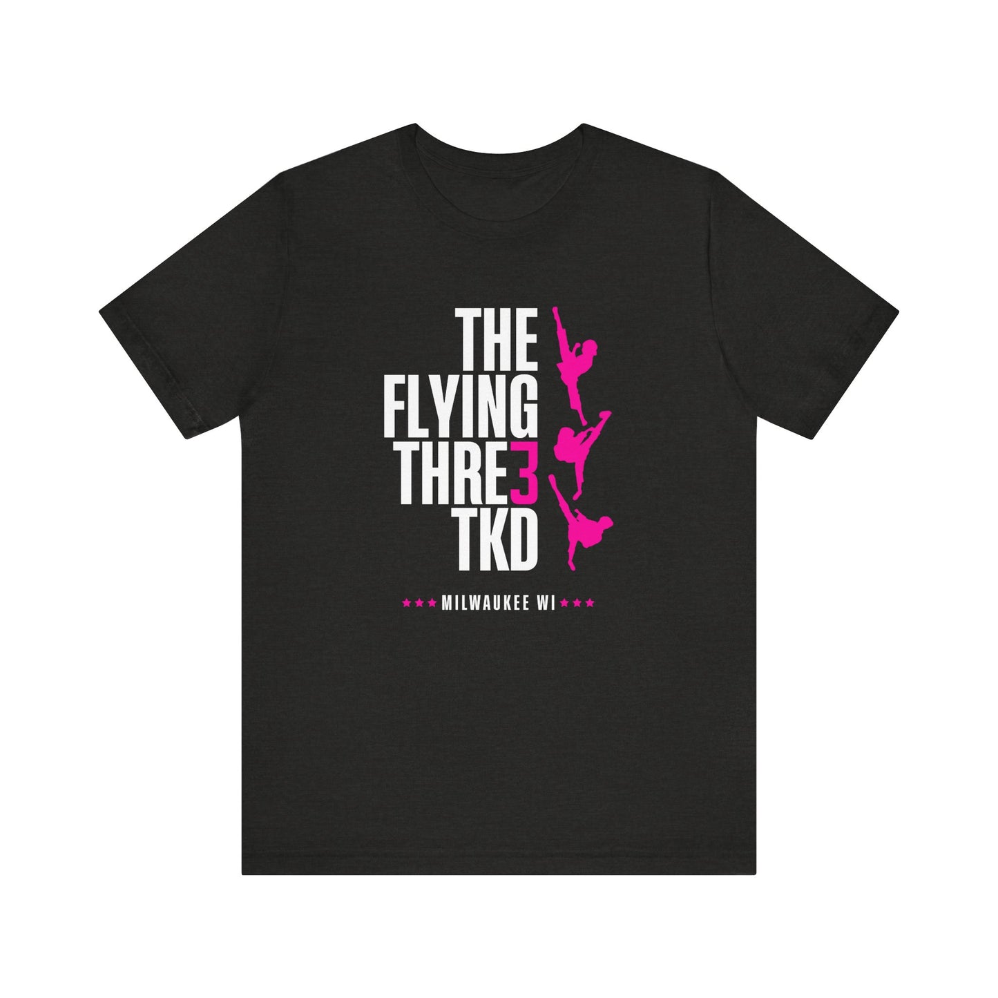 The Flying Three TKD Competition T-Shirt Hot Pink Logo