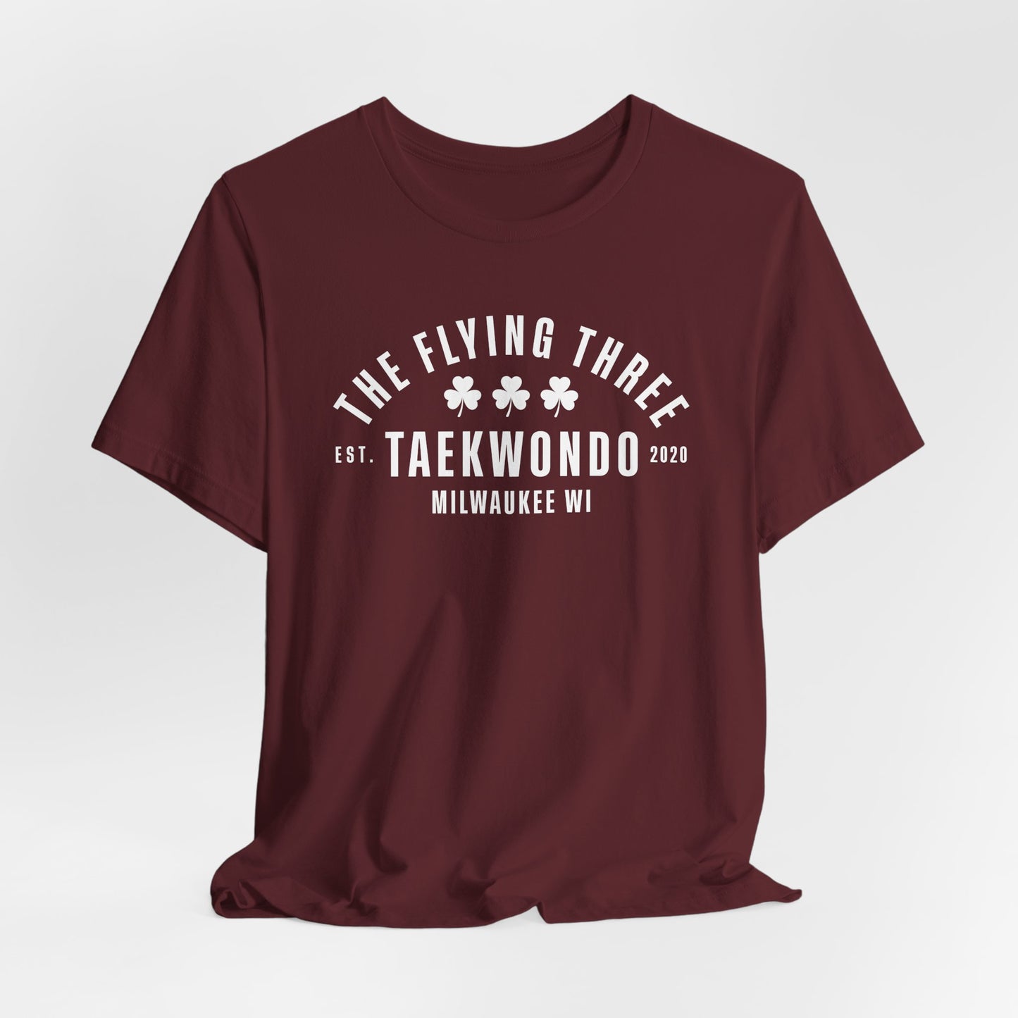 "The Flying Three" Taekwondo Old School White Logo Tee