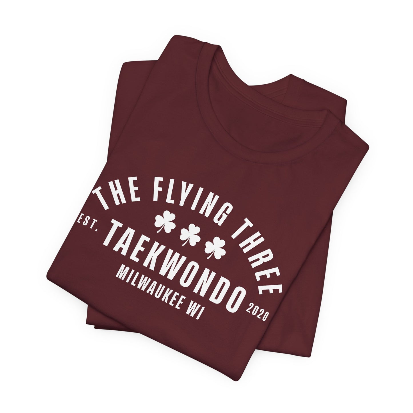 "The Flying Three" Taekwondo Old School White Logo Tee