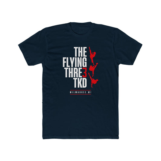 Taekwondo T‑Shirt "The Flying Three" – Red Logo on Navy
