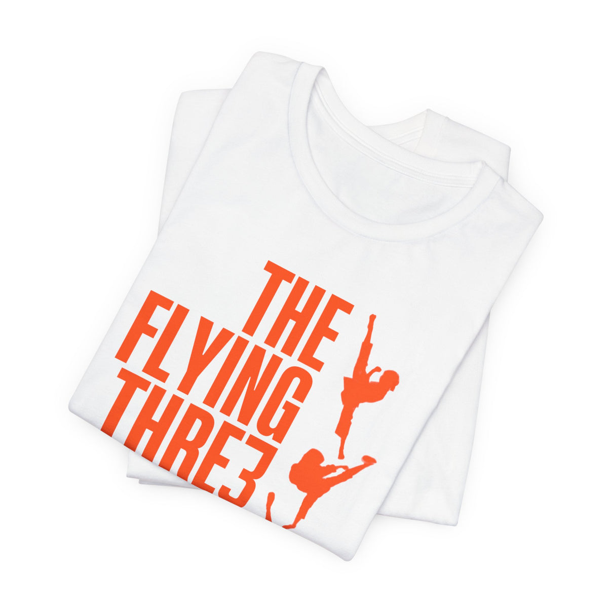 The Flying Three TKD Tee Solid Orange Logo