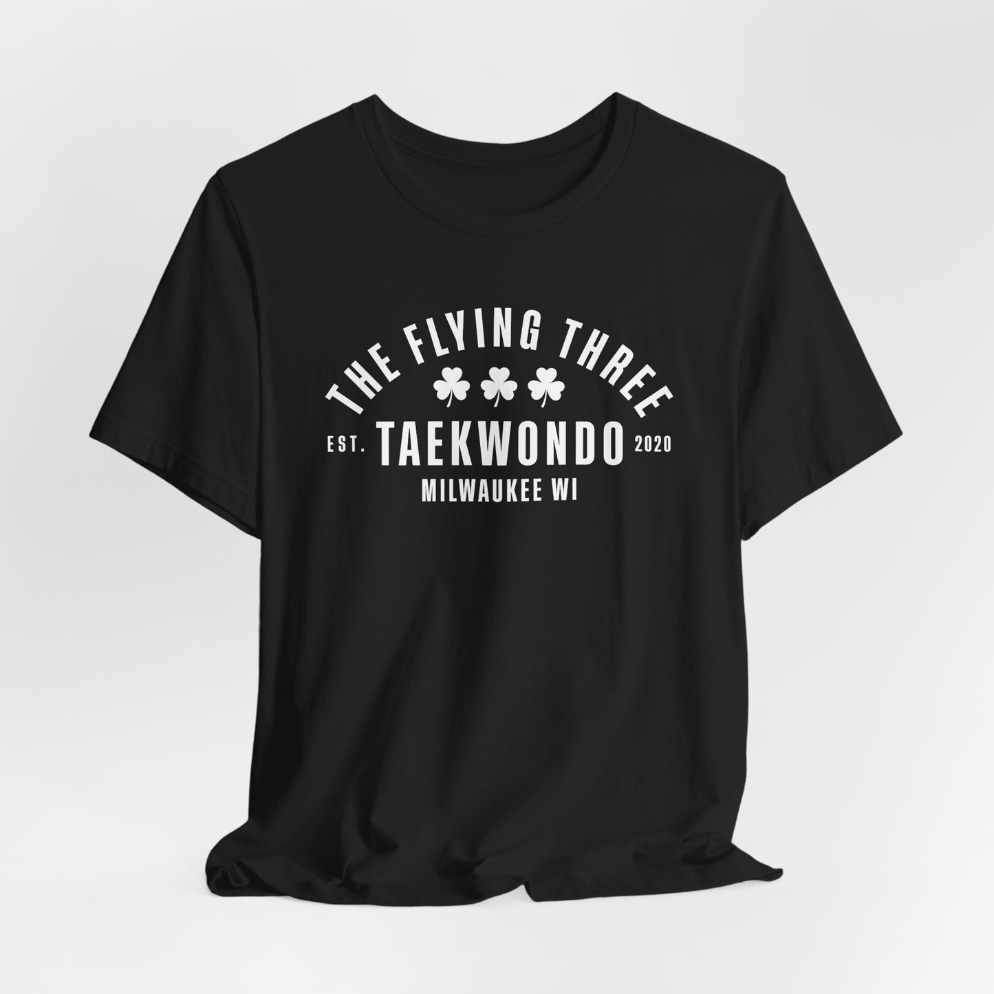 "The Flying Three" Taekwondo Old School White Logo Tee
