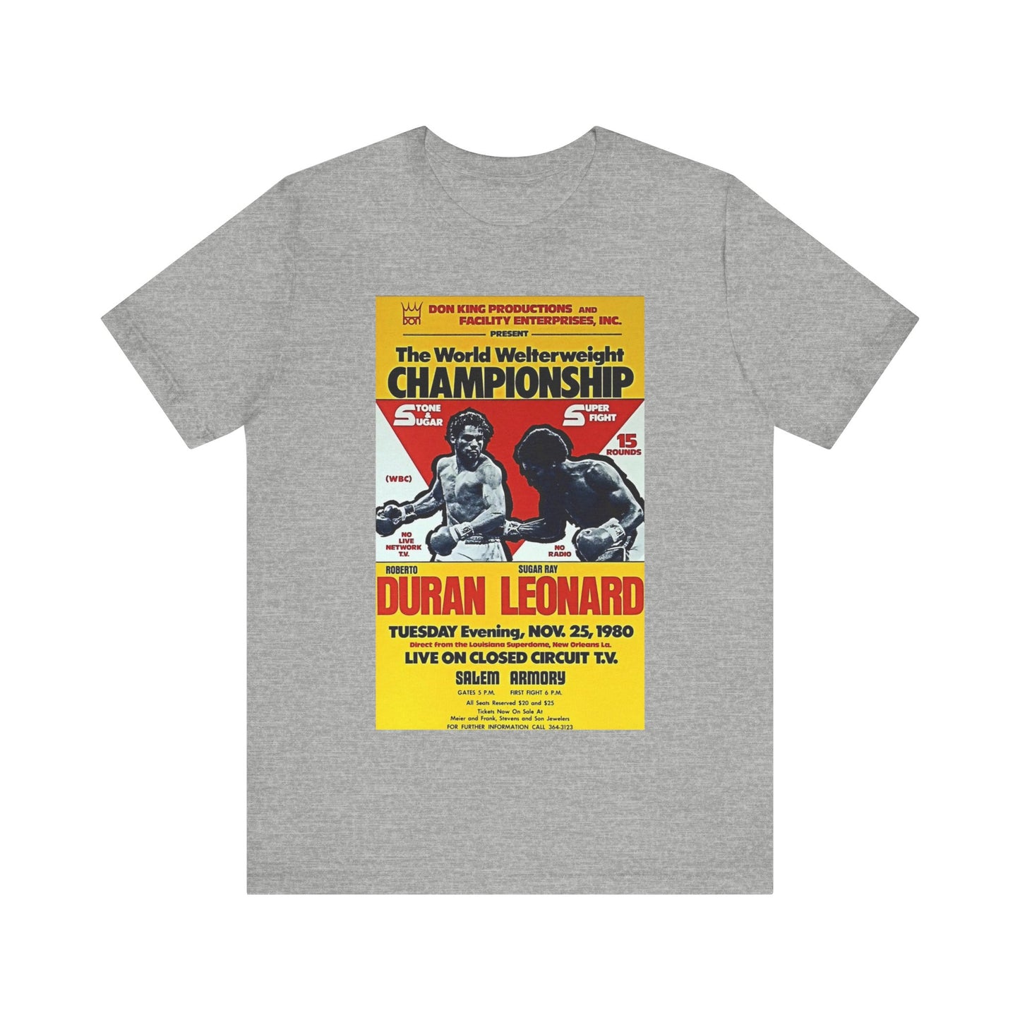 Roberto Duran Vs Sugar Ray Leonard Championship Poster T Shirt