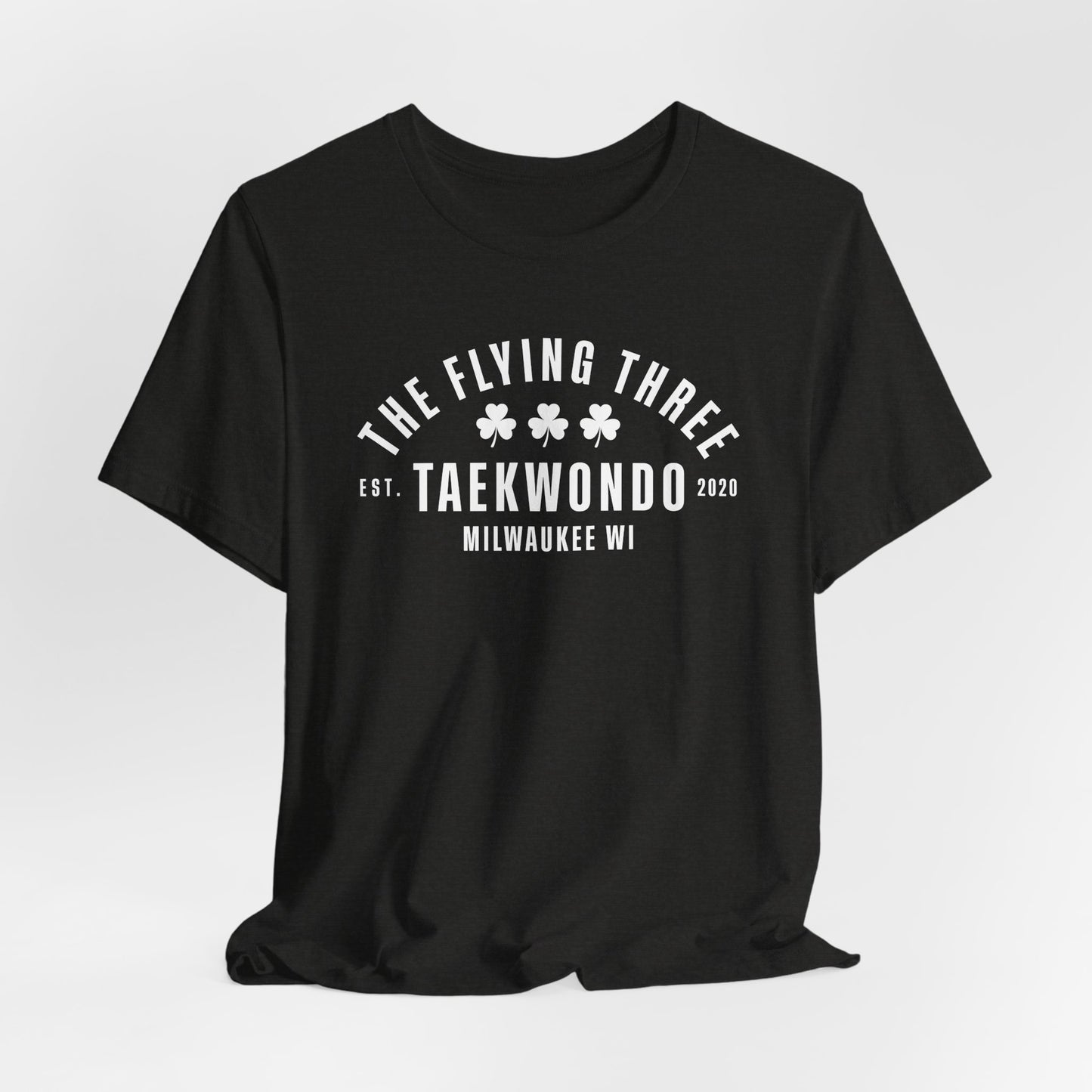 "The Flying Three" Taekwondo Old School White Logo Tee