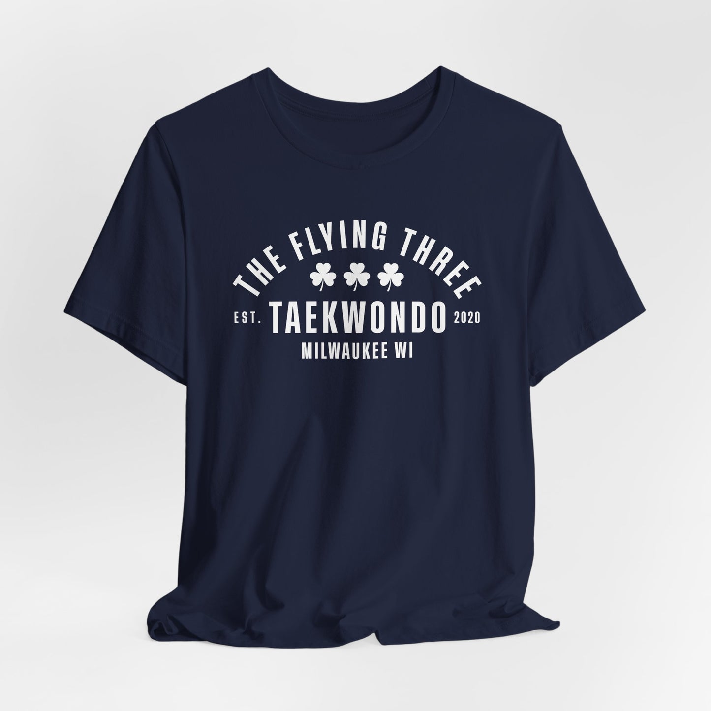 "The Flying Three" Taekwondo Old School White Logo Tee