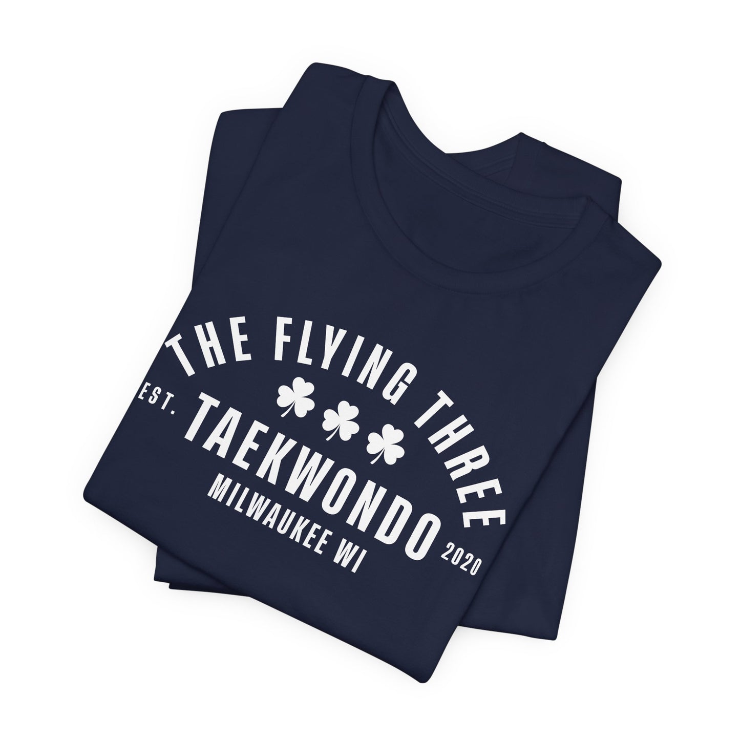 "The Flying Three" Taekwondo Old School White Logo Tee