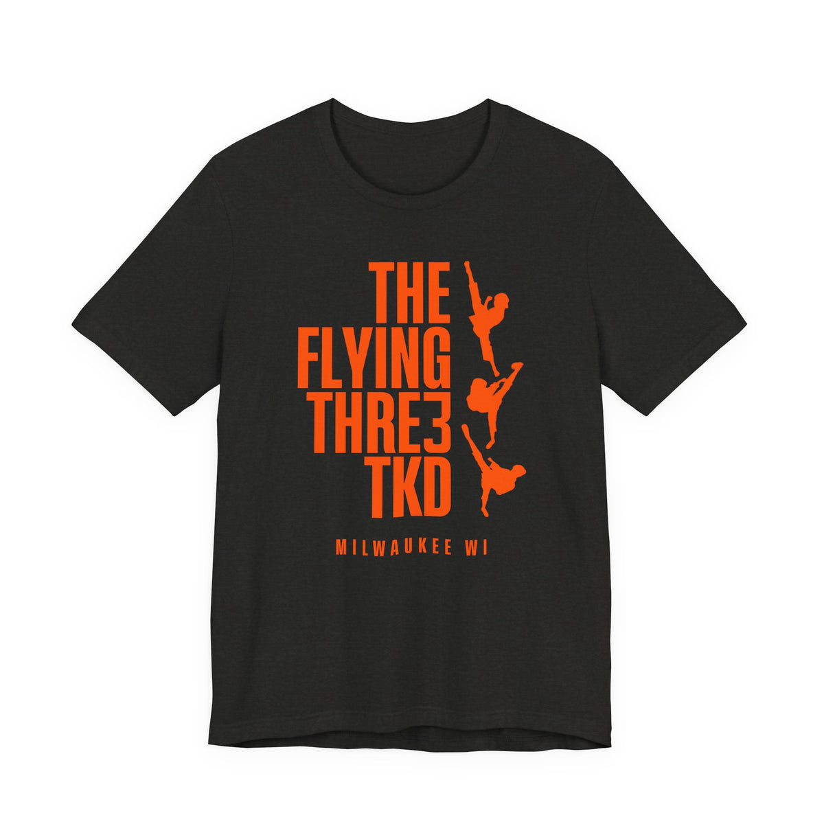 The Flying Three TKD Tee Solid Orange Logo