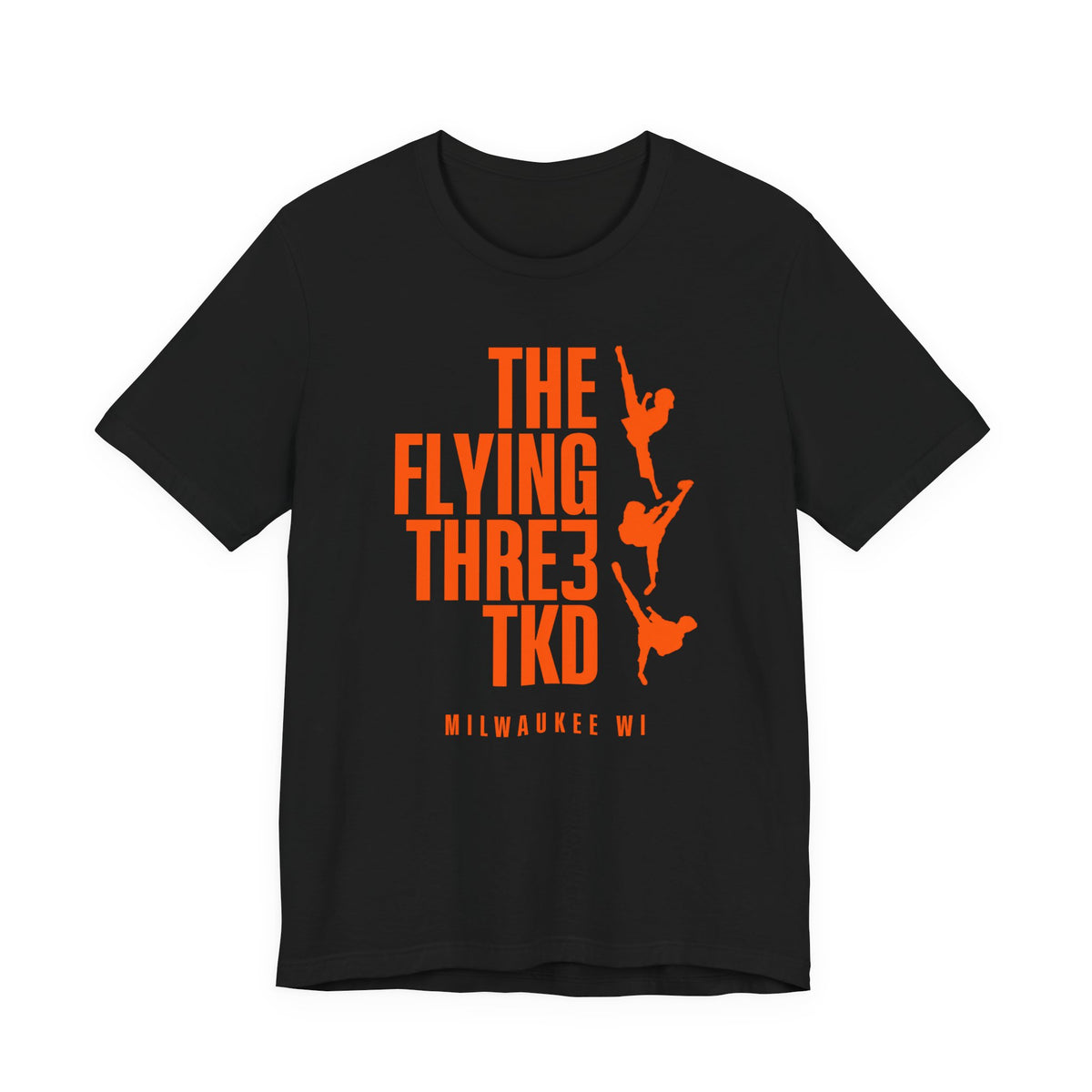 The Flying Three TKD Tee Solid Orange Logo