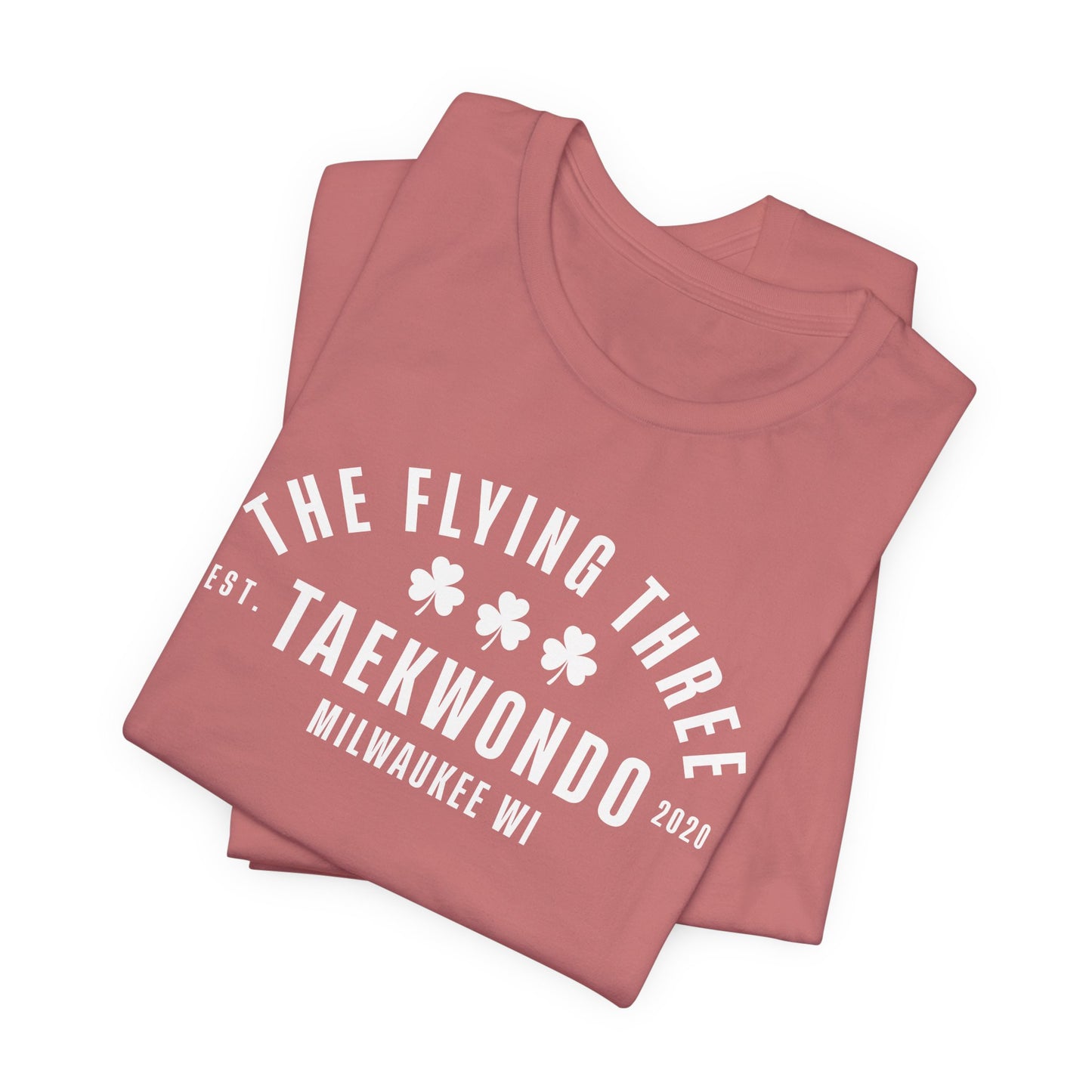 "The Flying Three" Taekwondo Old School White Logo Tee