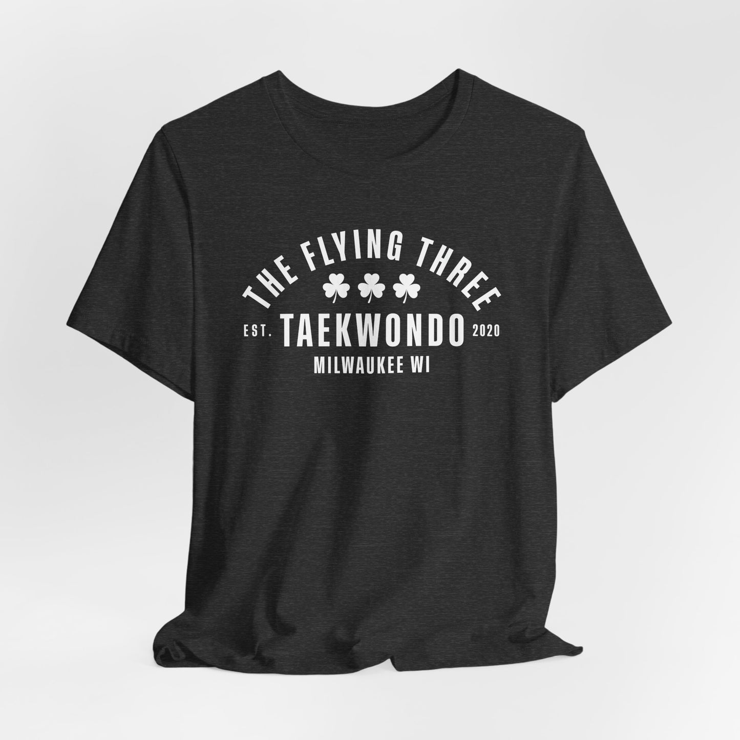 "The Flying Three" Taekwondo Old School White Logo Tee