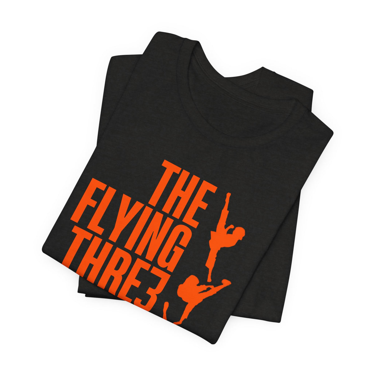 The Flying Three TKD Tee Solid Orange Logo