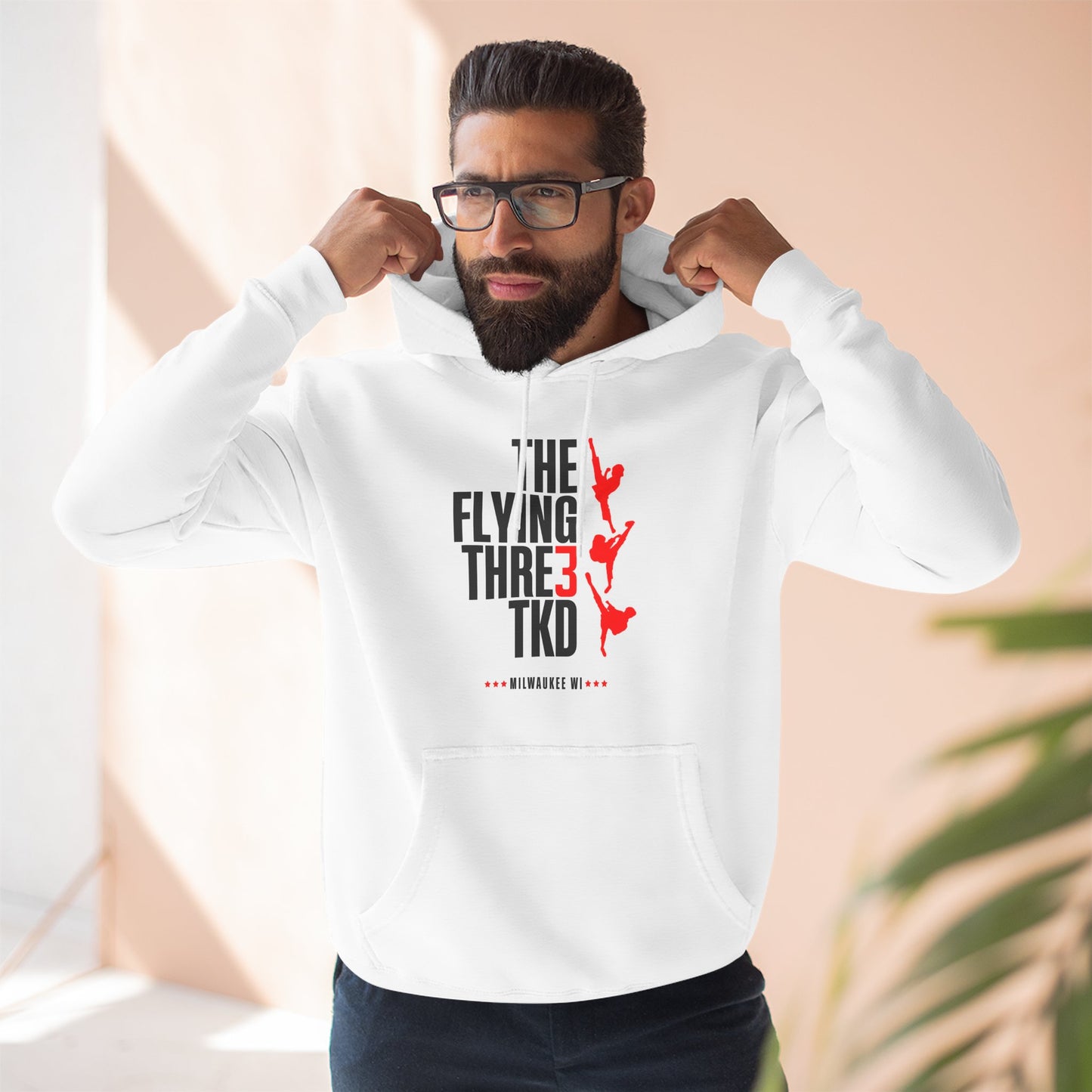 The Flying 3 TKD Warm-Up Fleece Hoodie (White)