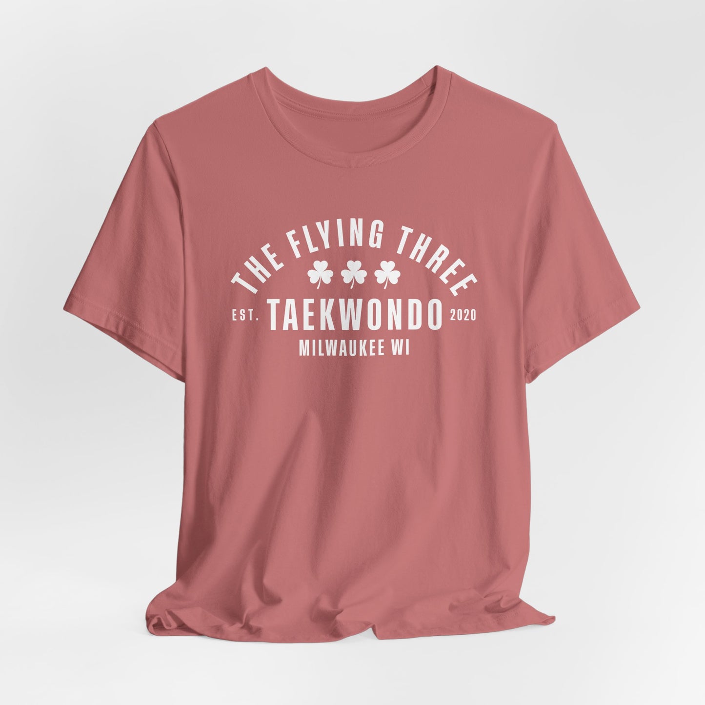 "The Flying Three" Taekwondo Old School White Logo Tee